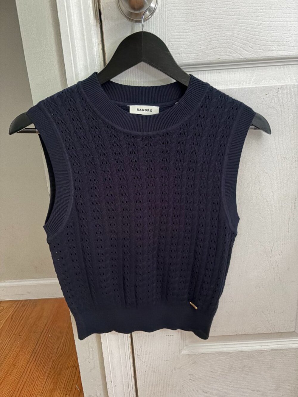 Sandro Textured Cropped Knit Sweater